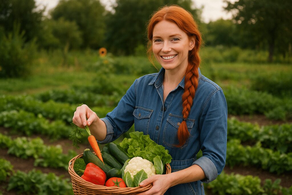 Werka zbiera plony w swoim ogrodzie