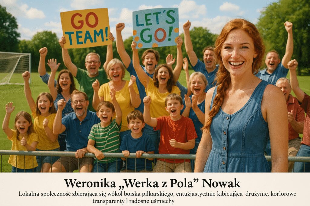 Lokalna społeczność kibicująca na meczu piłkarskim